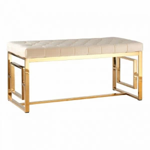 Банкетка-скамейка прямоугольная бежевая с золотом "Бруклин" STOOL GROUP ДИЗАЙНЕРСКИЕ 00-3881879 Бежевый;золото