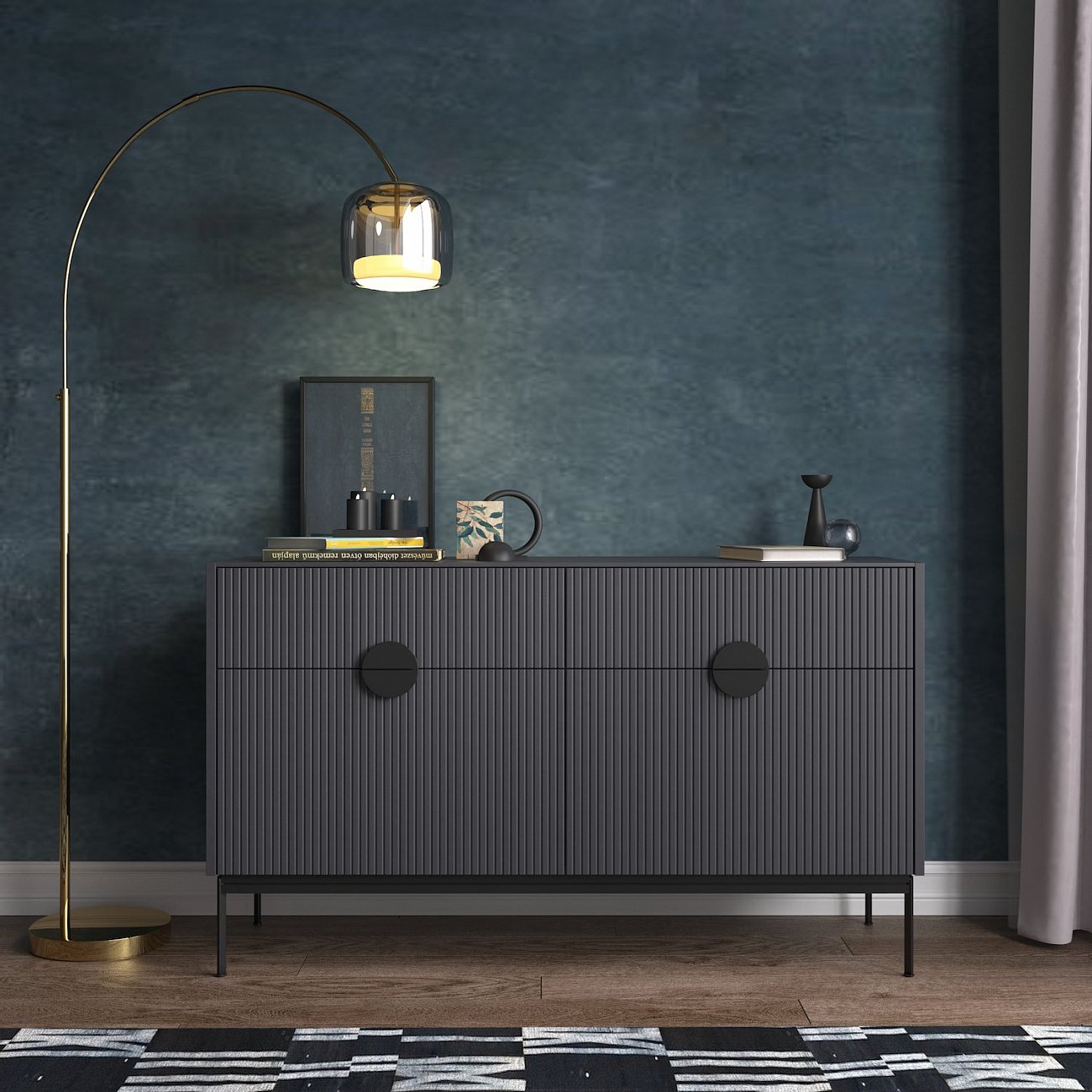 Комод с ящиками и дверцами серый Uno BRAGIN DESIGN LIVING 00-3974658 Серый - Вид №1