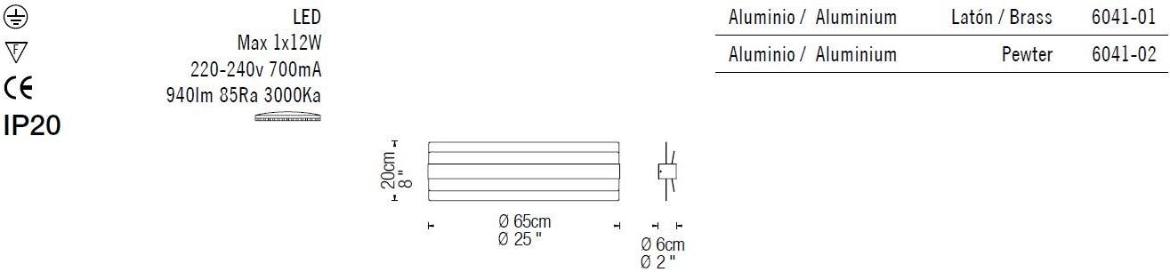 fambuena Настенный светильник из алюминия Wings essence 6041 - Вид №2