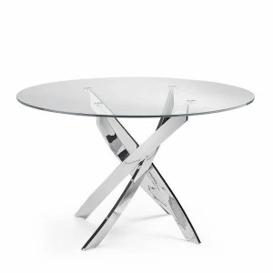Обеденный стол круглый стеклянный 120см F2133 от Angel Cerda ANGEL CERDA  00-3865615 Прозрачный;хром