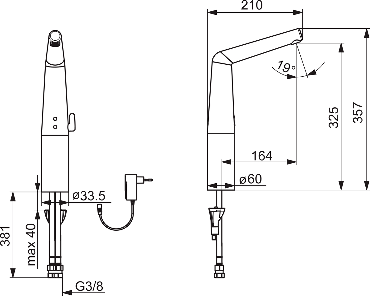 Oras 3017FT Высокий смеситель, 230/9 V 3017FT Inspera Хром  - Вид №1