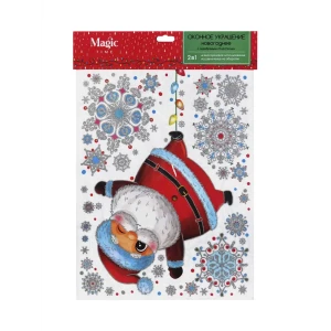 Наклейки новогодние Веселый Дед Мороз 30х38 см