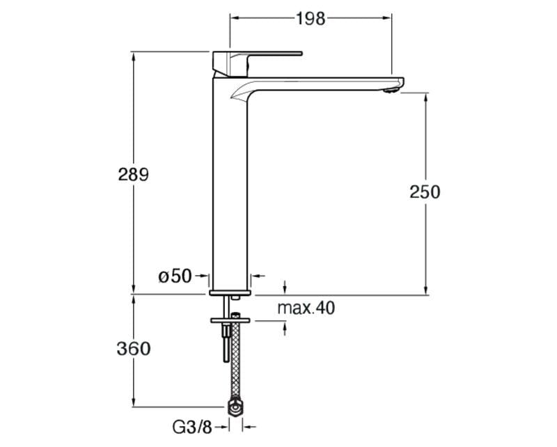 Высокий смеситель для раковины без слива CRISTINA Rubinetterie OK@Y CRIOK922 ARCH-00116775 - Вид №2