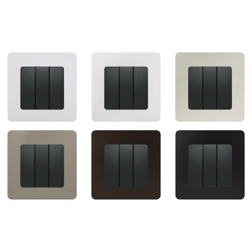 Выключатель встраиваемый Legrand Etika 3 клавиши цвет антрацит STLM-2101474 - Вид №1