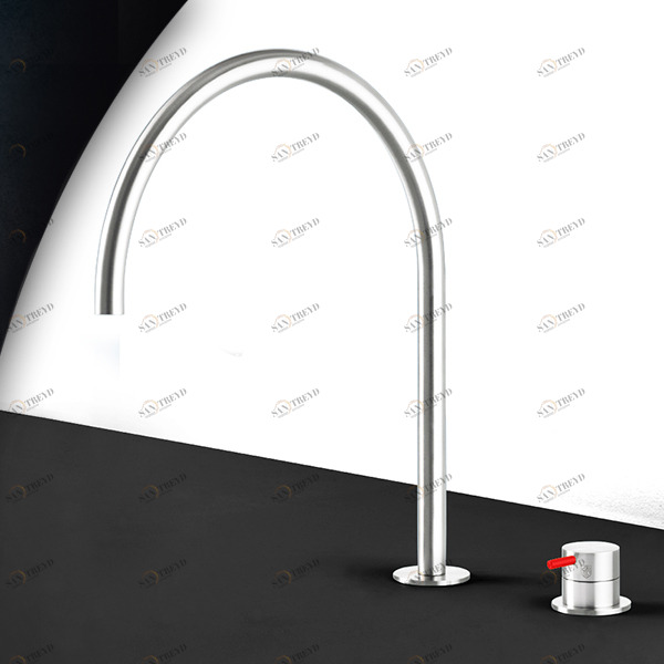 Смеситель для раковины сталь глянцевая с красной ручкой Toki Radomonte TKI33LCIL25