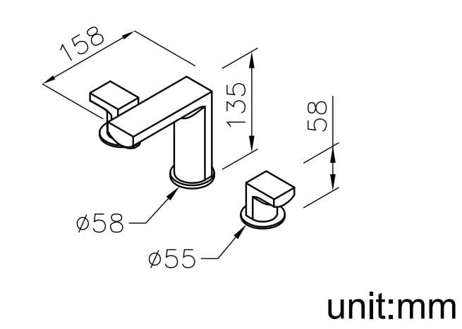 Латунный смеситель для раковины с 3 отверстиями JUSTIME ARCH-00114294 - Вид №2