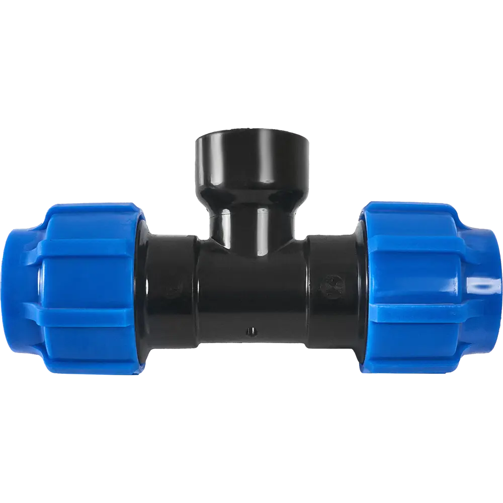 Тройник компрессионный ТПК-АКВА 40x40x1 1/4 внутренняя резьба ПОЛИТЭК STLM-2022315 - Вид №1