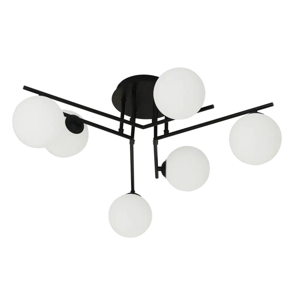 Люстра потолочная Galana 6 ламп 15 м² цвет черный/белый KREAFORTA STLM-2064263 - Вид №2
