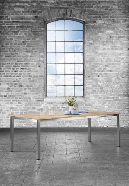 solpuri Раздвижной садовый стол из нержавеющей стали и дерева Classic stainless steel sun-id-1507879 - Вид №1