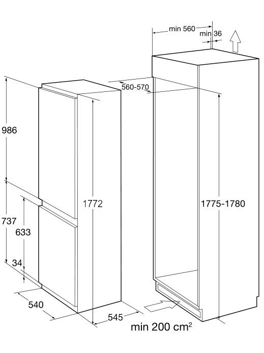8163665 Встраиваемый холодильник Korting KSI 17877 CFLZ STDN-0106012 - Вид №11