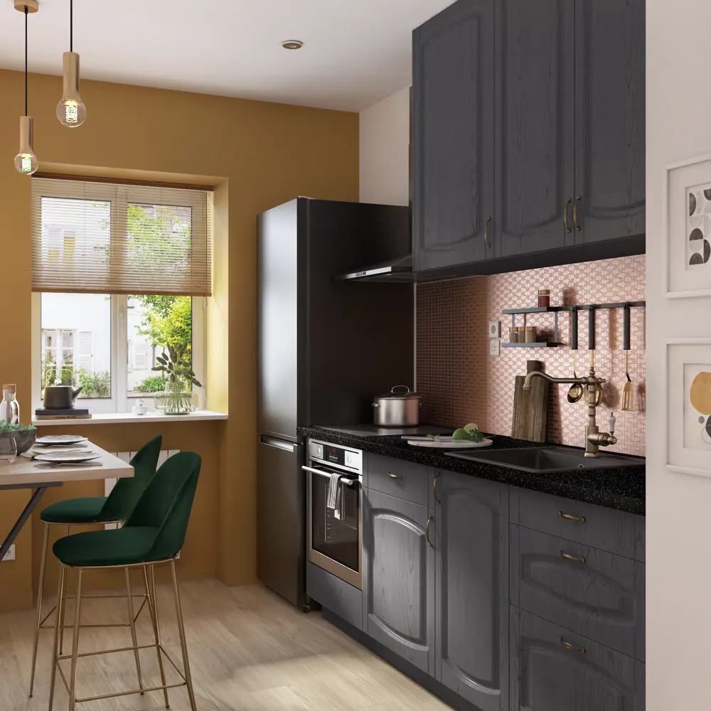 Фасад для кухонного ящика Петергоф грей 39.7x12.5 см Delinia ID МДФ цвет графит STLM-2140493 - Вид №5