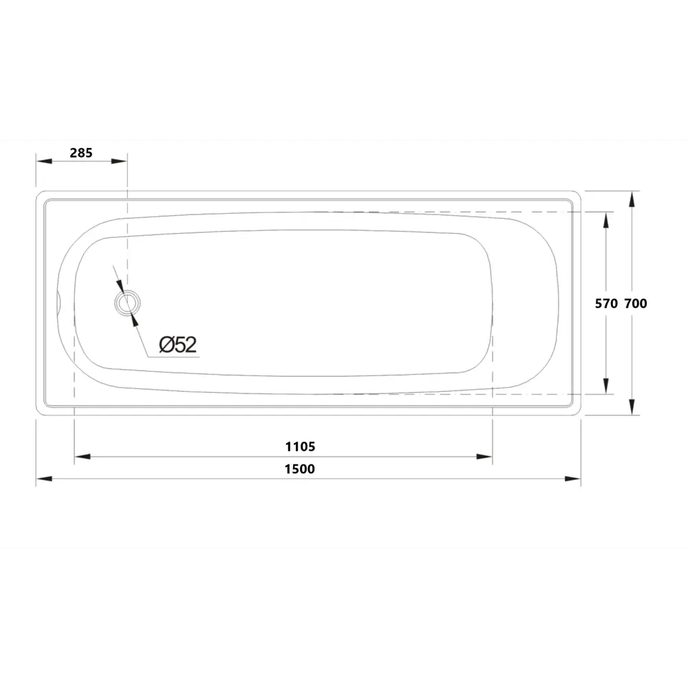 Стальная ванна Santreyd Alcora 150x70 с ножками 82150851 ВИЗ STLM-0020443 - Вид №4