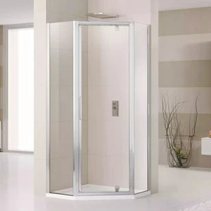 Душевой уголок 100x100 LUNES PENTAGONO G Novellini LUNES с серебристым профилем