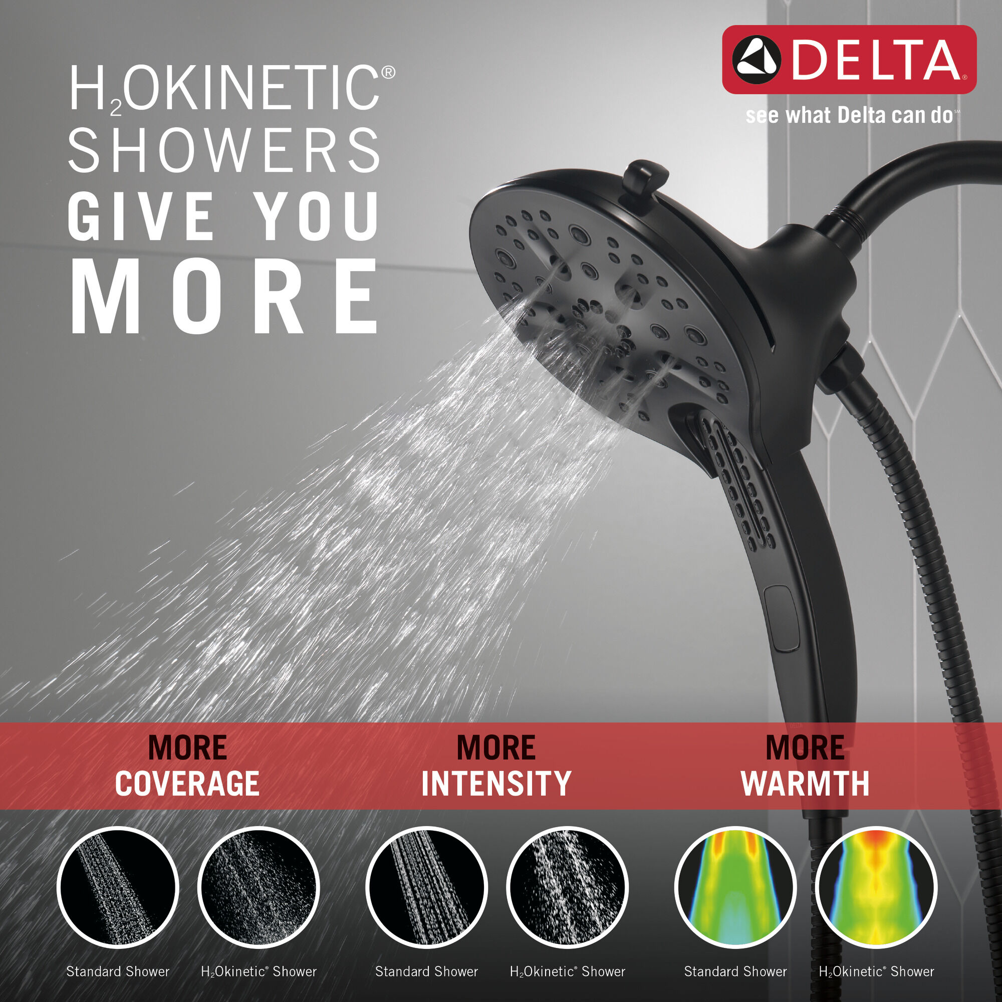 58620-BL-PK In2ition® H2Okinetic® Душ два в одном с 5 настройками Delta Faucet Universal Showering Матовый черный  - Вид №1