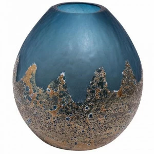 Ваза круглая стеклянная голубая с золотом GARDA DECOR ДИЗАЙНЕРСКИЕ 266941 Голубой;золото