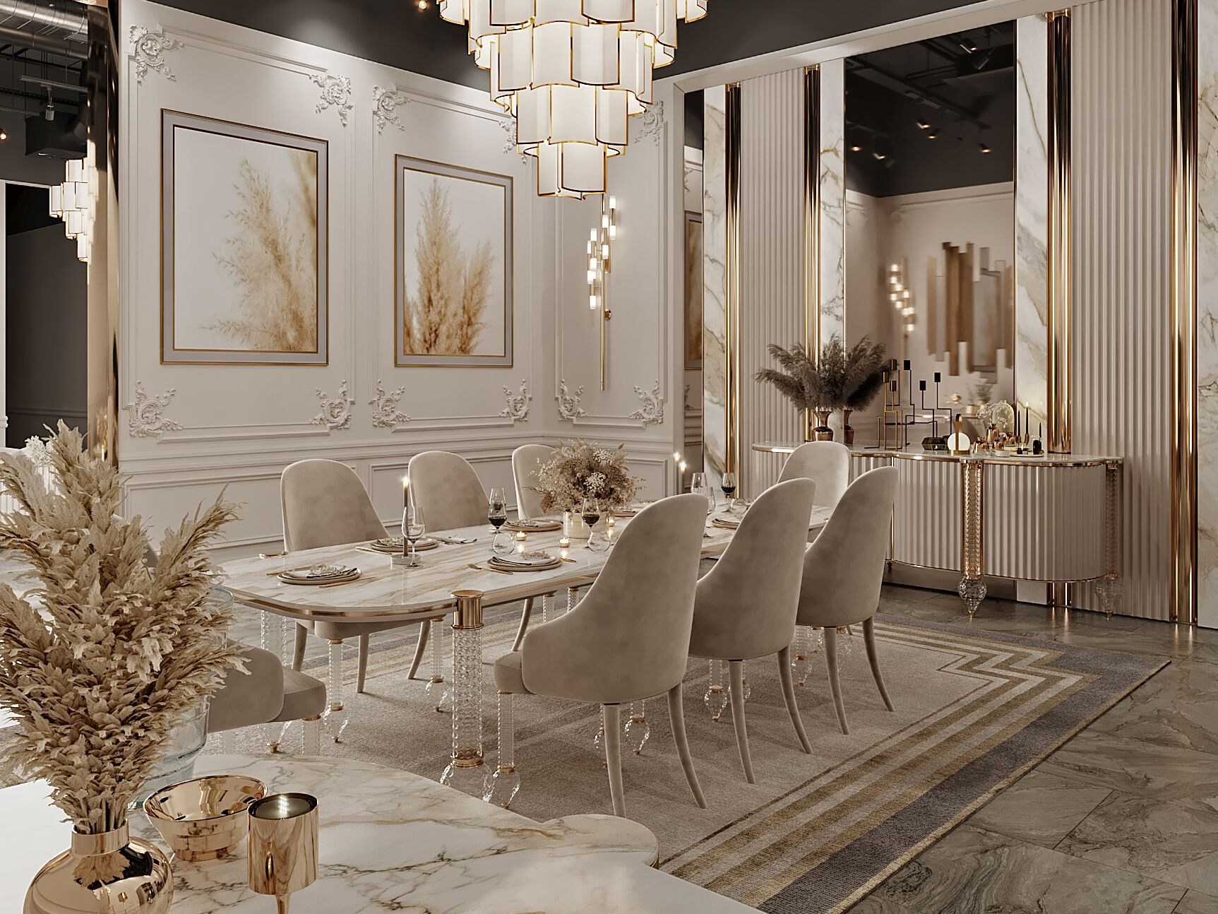 Мраморный овальный обеденный стол Zebrano Velovis ARCH-00029581 - Вид №3