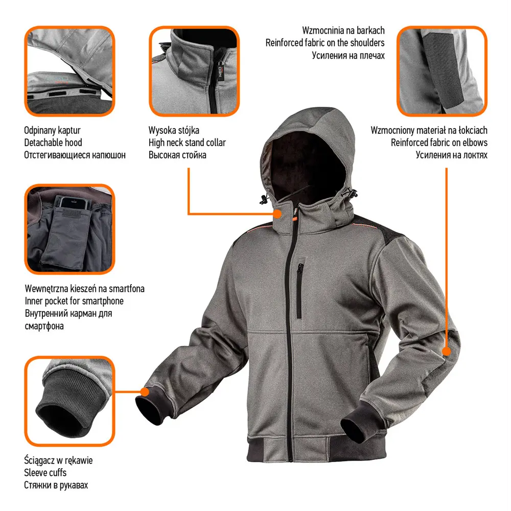 Толстовка рабочая Neo Softshell цвет серый размер M/50 рост 170-176 см Neò STLM-2151925 - Вид №1