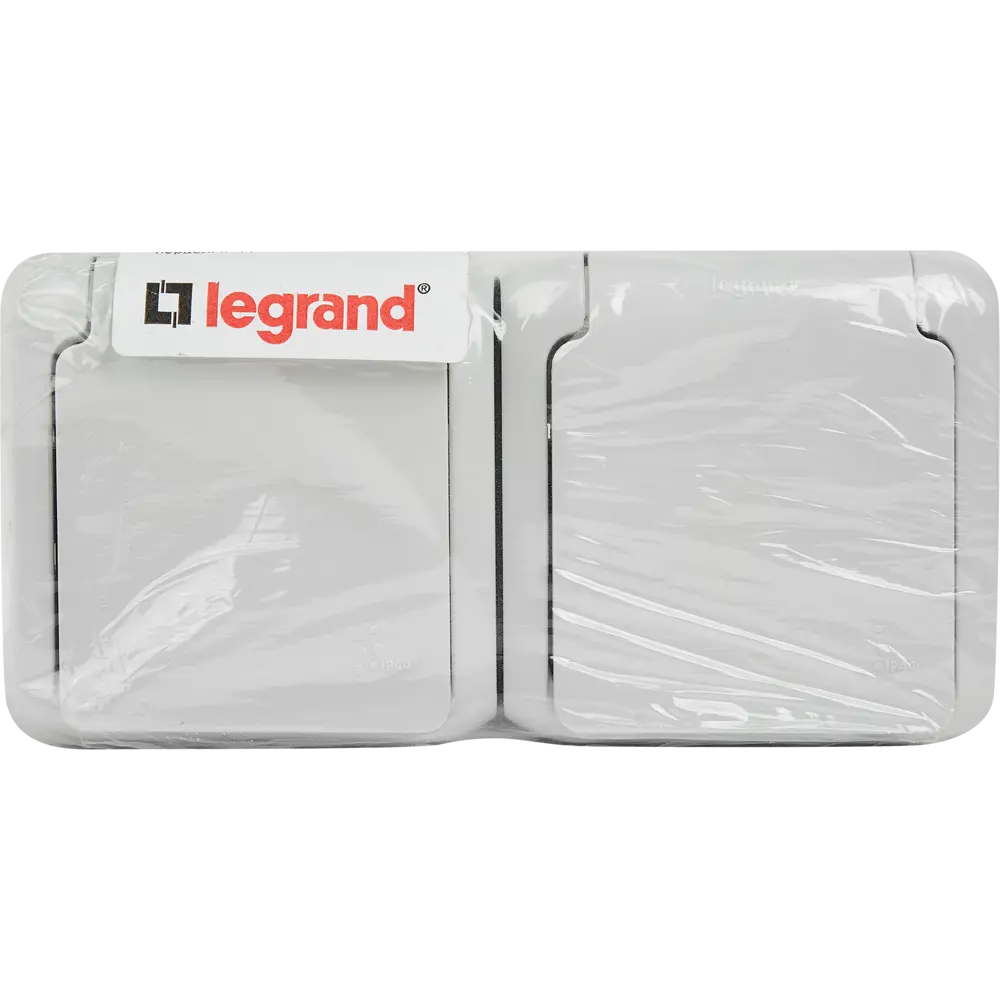 Розетка двойная накладная влагозащищённая Legrand Quteo с заземлением со шторками и крышкой цвет серый STLM-2176510 - Вид №5
