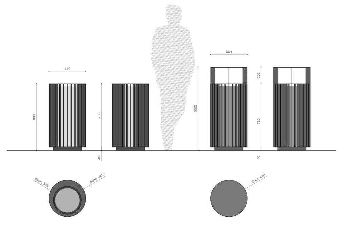 Наружная стальная стойка для мусора Viscio Urban Design TOWER ARCH-00027883 - Вид №8