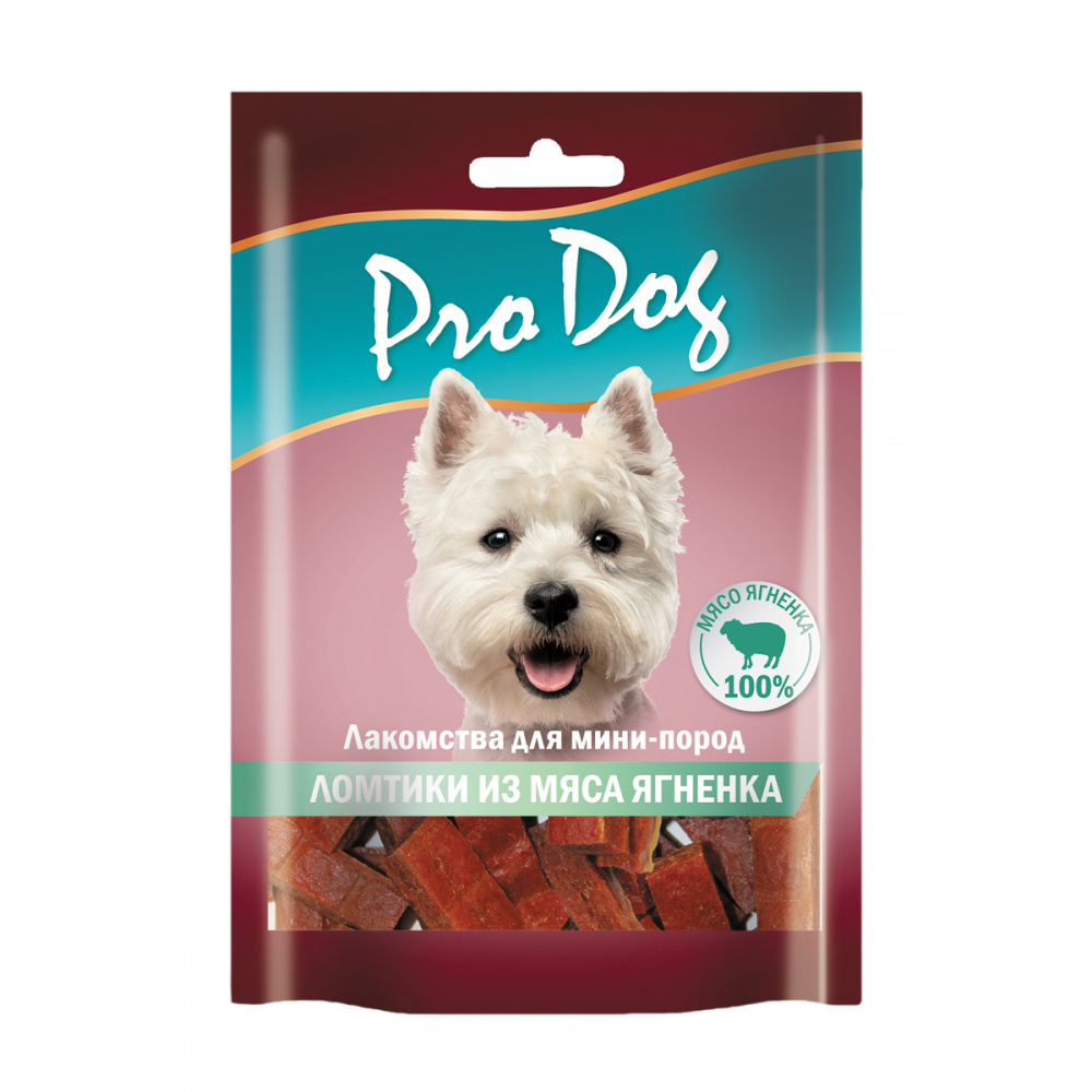 ПР0054140 Лакомство для собак Ломтики из мяса ягненка для мини-пород 55г PRO DOG 