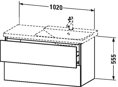 LC625201414 Тумбочка подвесная L-Cube #LC6252 1020 x 481 мм Терра, декор Duravit - Вид №1