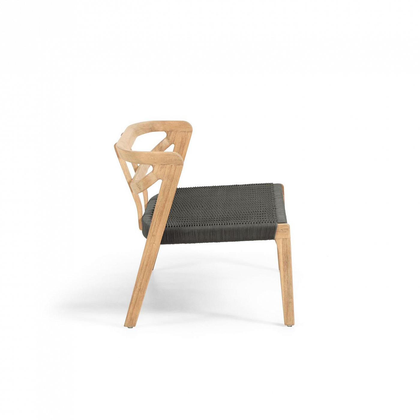 097580 Двухместный диван из эвкалиптового дерева и зеленого шнура La Forma Ezilda 