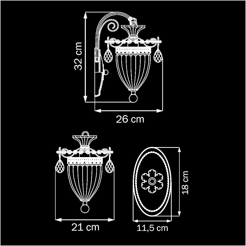 Бра Lightstar Schon 790612 LIGHTSTAR ПОД СТАРИНУ, ФЛОРИСТИКА, ФОНАРЬ 078112 Золото;прозрачный  - Вид №1