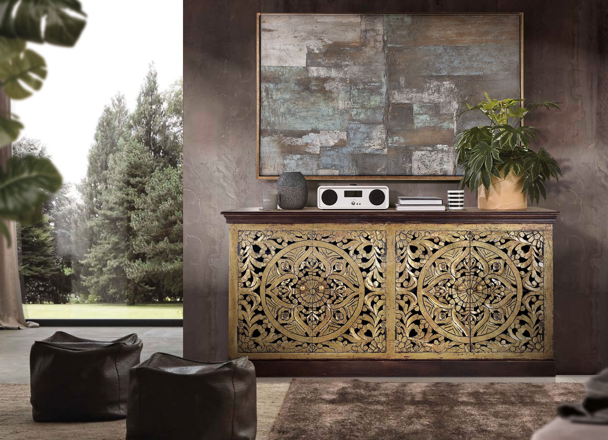 Шкаф с золотым листом с распашными дверями Giner y Colomer 1263 ARCH-00132278 - Вид №7