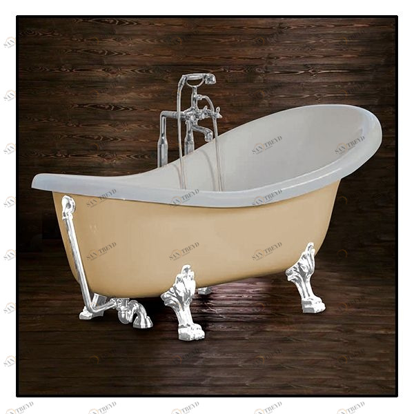 Ванна Akcjum Rectime 170 WR-02-01-KB-N овальная бежевая с белыми ножками WR0201KBN