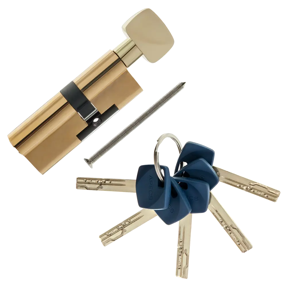 Цилиндр Apecs Premier XR-80(35C/45)-C15-G, 35x45 мм, ключ/вертушка, цвет золото ЦИЛИНДР APECSXR-80(35C/45)-C15-G КЛ-ВЕРТ STLM-2161583 - Вид №1
