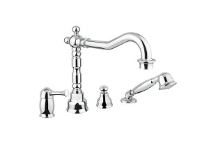 Хромированный латунный кран с 4 отверстиями