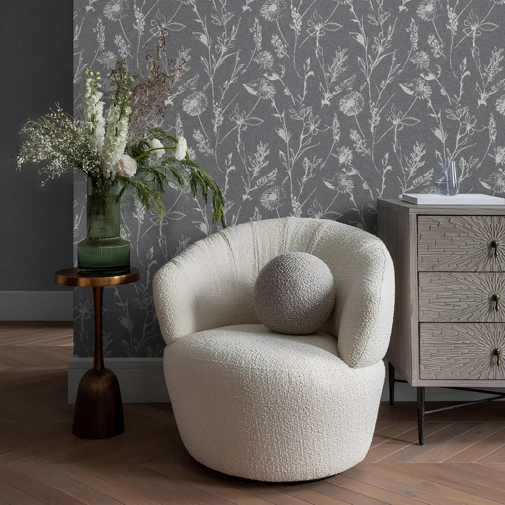 Обои флизелиновые Erismann Flora серые 1.06 м ЭР60927-06 STLM-2134149 - Вид №5