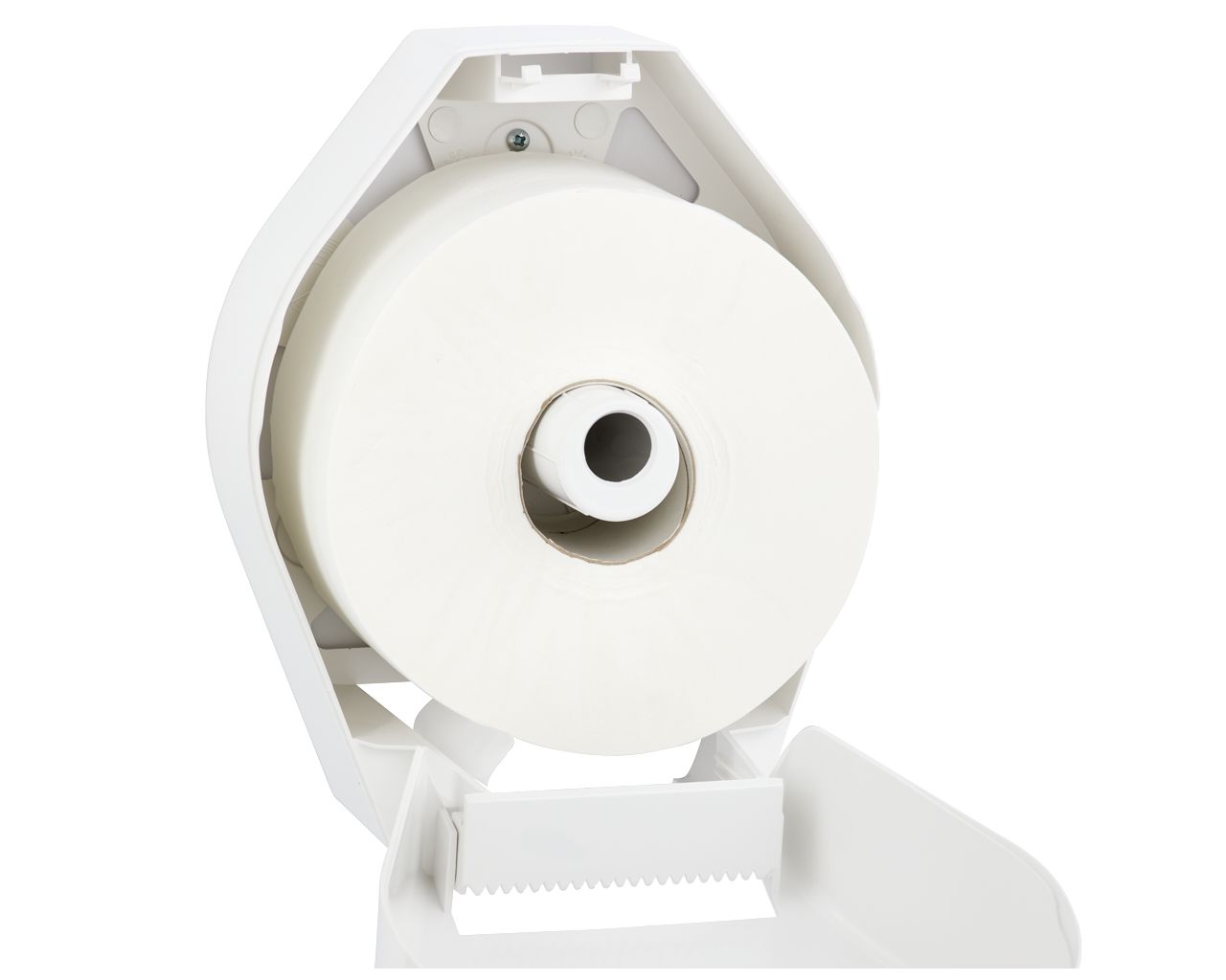 BTS201 Держатель рулона туалетной бумаги TOP MINI, пластик АБС, белый, серое окно Merida  - Вид №3