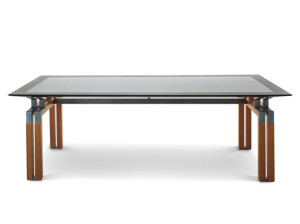 Деревянный прямоугольный рабочий стол с кожаной столешницей