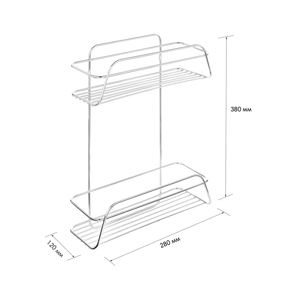 Полка двухъярусная прямая 28х12х38 см цвет хром Santreyd Модулус STLM-2143557 - Вид №7