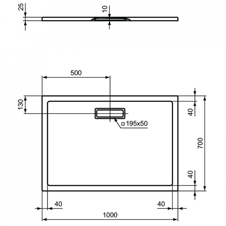 T4475V1 Душевой поддон 1000x700x25 мм Ideal Standard ULTRAFLAT NEW  - Вид №4