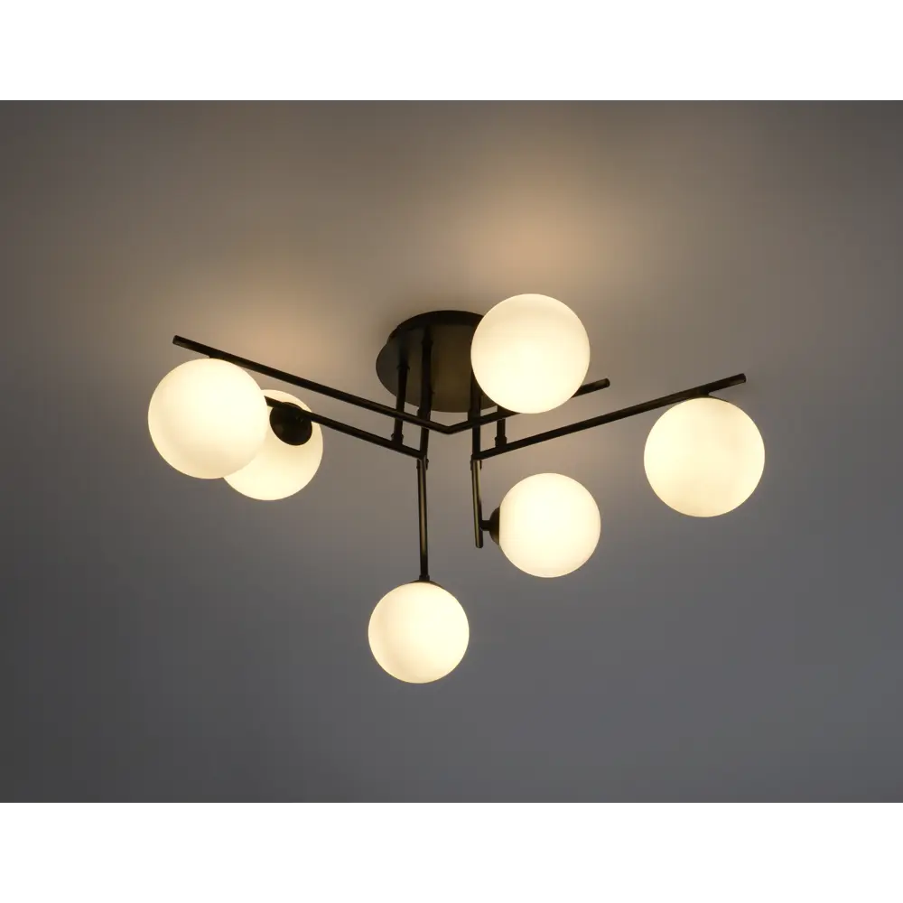 Люстра потолочная Galana 6 ламп 15 м² цвет черный/белый KREAFORTA STLM-2064263