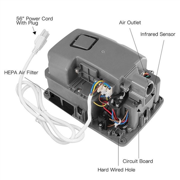 Сушилка для рук из нержавеющей стали AIKE AK2803E_921  - Вид №3
