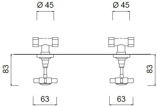 Rubinetteria Giulini Смеситель для душа на 2 отверстия Kensington 3715 - Вид №1
