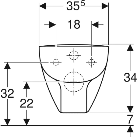 206145000 Подвесной унитаз вертикальный смыв Geberit Renova Compact Square, с укороченным вылетом Geberit  - Вид №3