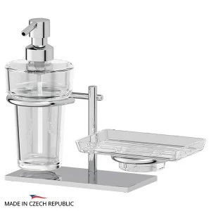 Держатель с прозрачными дозатором и мыльницей настольный Ellux DOMINO DOM 004-C07
