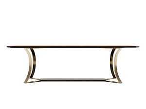 Деревянный и металлический прямоугольный обеденный стол