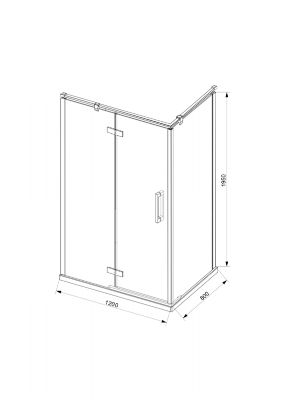 Душевое ограждение (L-open) одна распашная дверь BLACKLINE BS120.3112AB bravat  - Вид №7