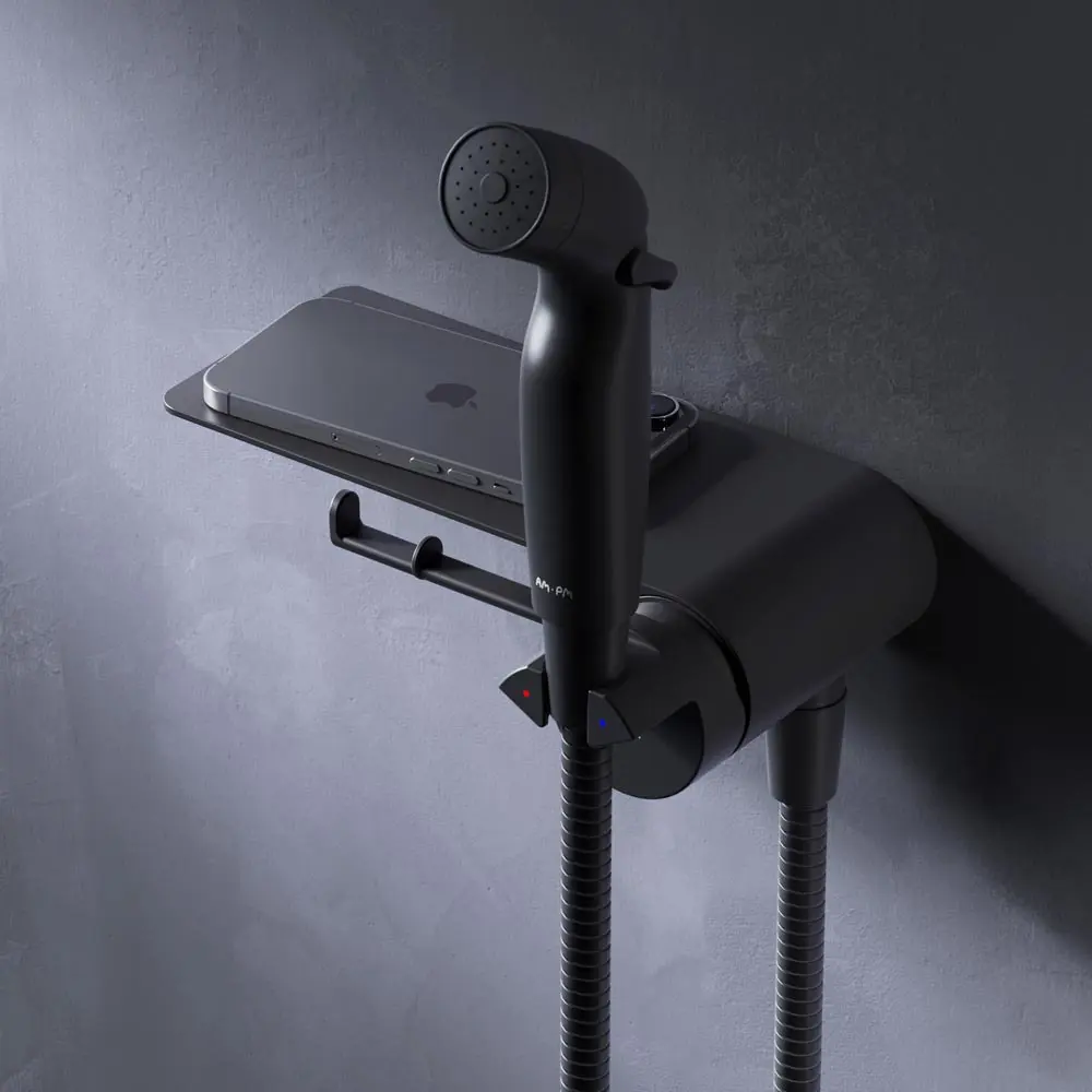 89346491 Гигиенический душ AM.PM Flash F0H9H822 набор со смесителем цвет черный матовый STLM-0987978  - Вид №7