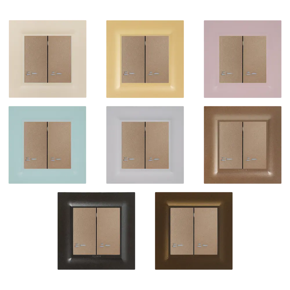 Выключатель встраиваемый Legrand Structura 2 клавиши с подсветкой цвет шампань STLM-2034848 - Вид №1