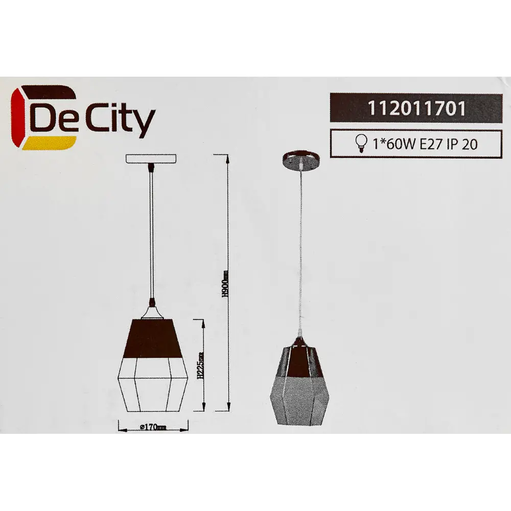 Светильник подвесной De City Соло 40 Вт E27 220 В цвет хром/золотистый 88038458 STLM-2109188  - Вид №10