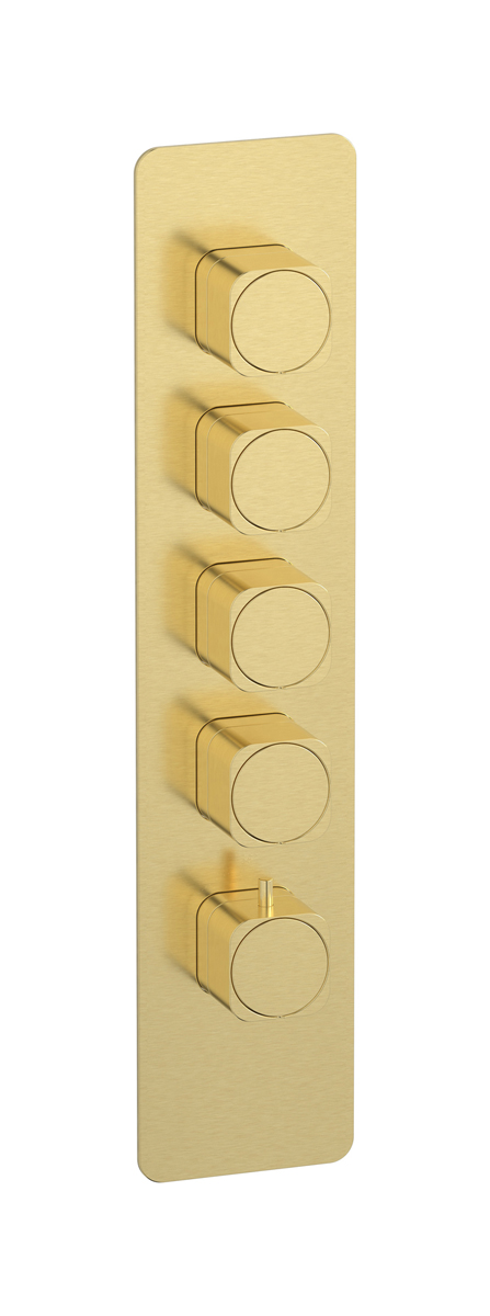 External part of thermostatic 4 ways, square plate, vertical, soft handle WE ARE IB eua416isneo_1 Brushed Pale Gold Aqua