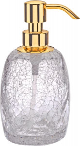 6603/GO-WAV-V5 Surya Crystal, дозатор овальный с помпой V5, цвет золото - стекло с эффектом волны