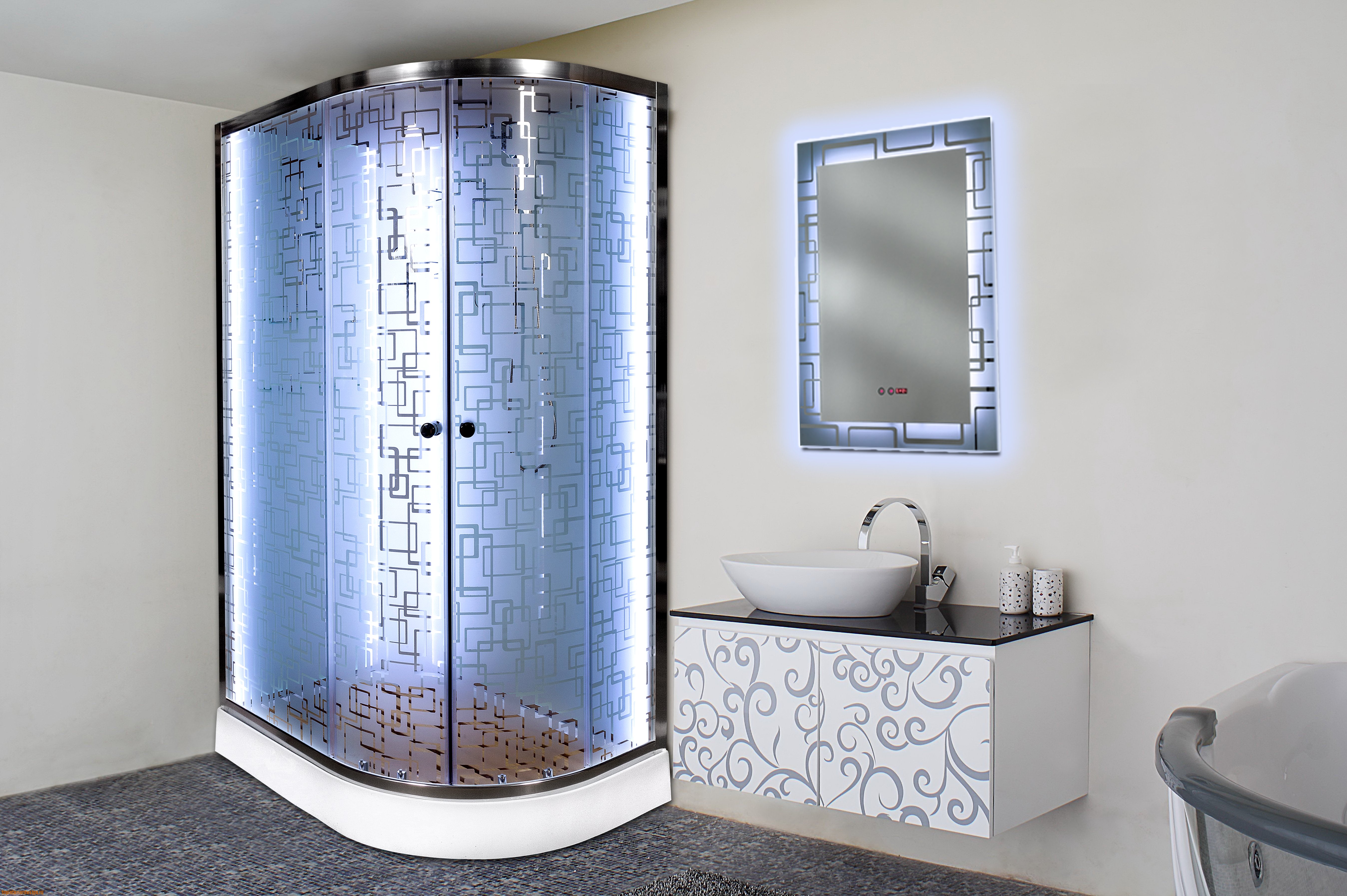 L 990 N с гидромассажем Душевая кабина DETO Серия L ЕМ4511 L N LED с гм. - Вид №8