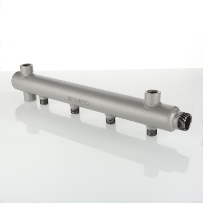 VTc.510.BS.060408 Коллектор из стали с межосевым расстоянием выходов 100 мм Valtec 1", 8 x 1/2"  - Вид №1